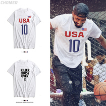 Summer Owen USA team short sleeve T-shirt men Cotton loose size basketball sports trend Drew half sleeve