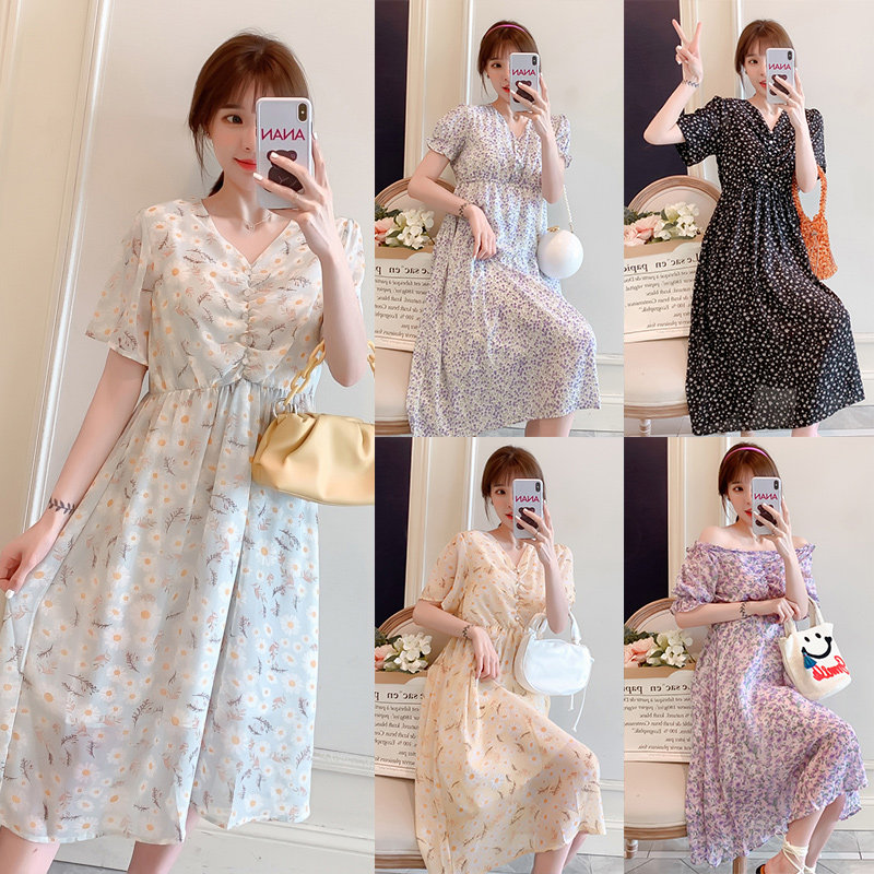 Online Red Gestation Woman Dress Summer Dress Ocean Dress Snowspun Tide 2020 Summer Fashion Deposit TIDAL HOT MOTHER LITTLE FRESH MEDIUM LONG VERSION