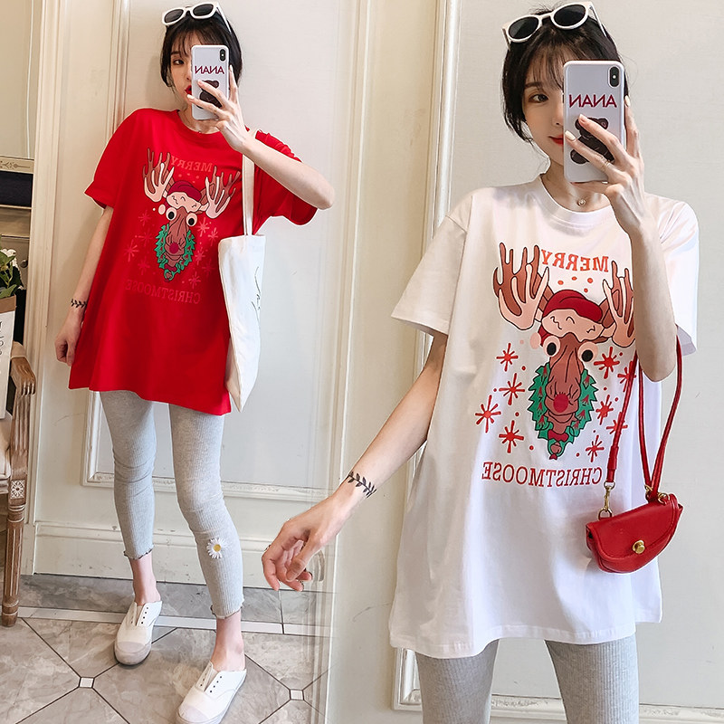 Pregnant women summer dress skirt summer fashion outerwear loose top short-sleeved t-shirt mid-length pregnant woman summer suit