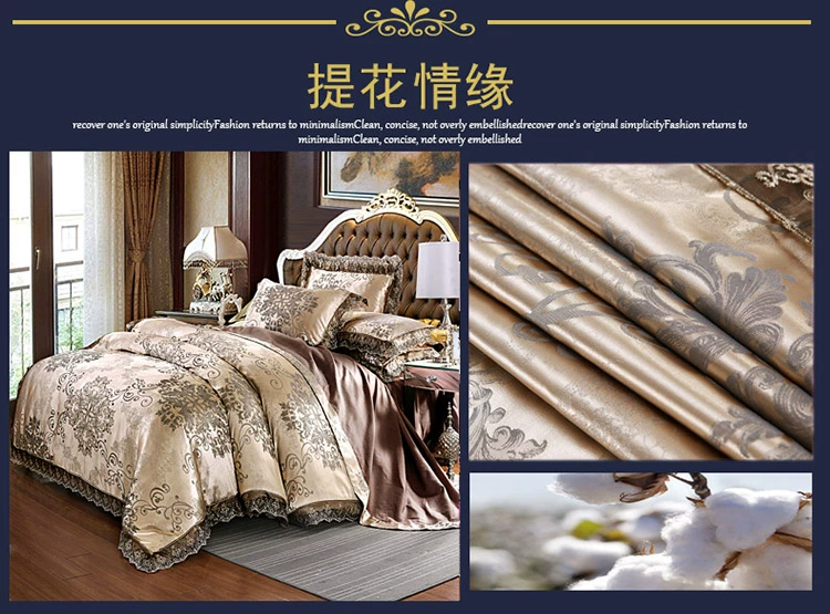 Châu Âu satin giường jacquard váy một gia đình bốn 1.8m dày giường bông ren trải giường bedspread chăn - Bộ đồ giường bốn mảnh