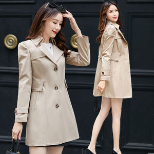 风衣外套女百搭大码韩版修身中长款上衣
