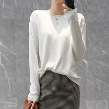 秋冬宽松薄款慵懒风韩版圆领洋气针织衫女