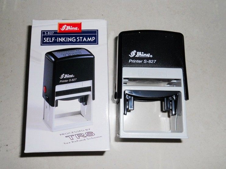 Shiny New Text prints S-827 ink seal cover with clear 50x30mm receipt package engraved