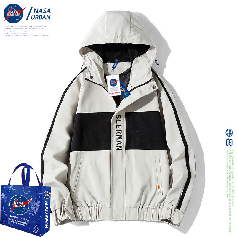 NASA URBAN联名男士外套春秋季新款潮牌ins学生宽松连帽情侣夹克
