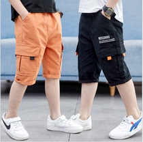Boys casual trousers 2022 summer clothes new middle and big childrens trousers childrens foreign style cropped trousers cotton shorts summer