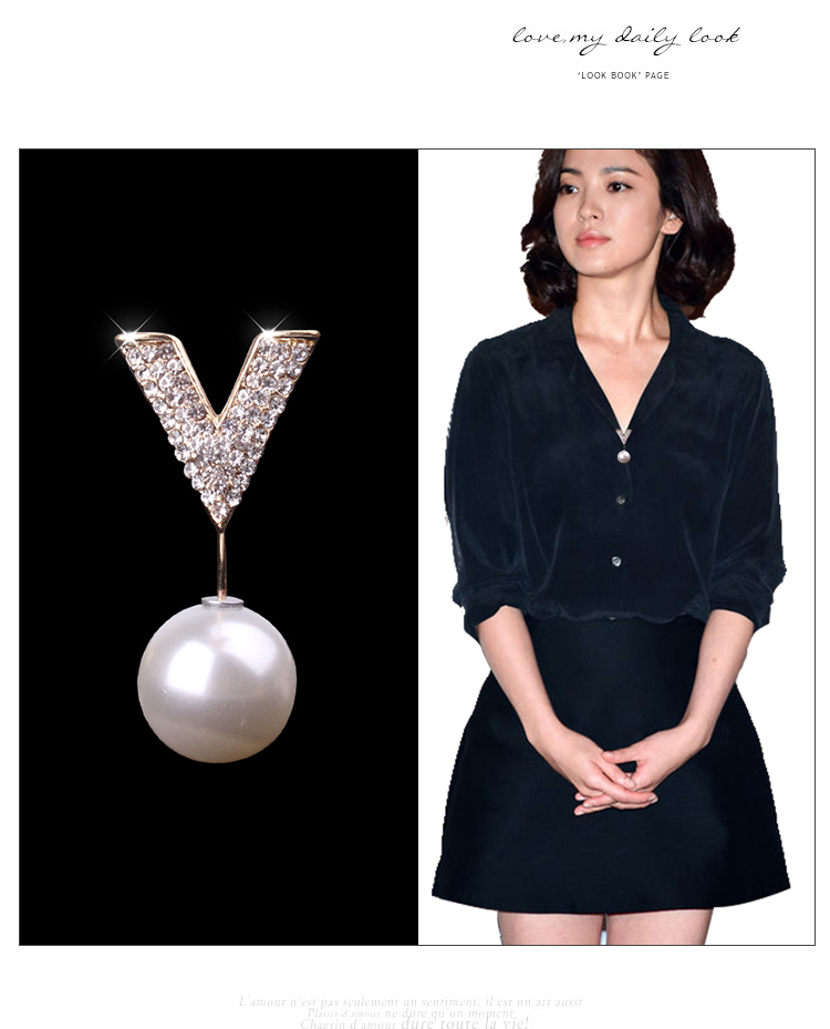 Hàn Quốc đơn giản ngọc trai pin nhỏ trâm cài áo khoác nữ pin khóa áo sơ mi nút V-cổ chống khóa phụ kiện phụ kiện cài áo vest nam