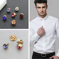 Hàn Quốc mini brooch áo sơ mi nam cổ áo kim hợp kim khóa cổ cao cấp trâm pha lê phụ kiện phù hợp với phụ nữ cổ áo hoa - Trâm cài nút cài áo
