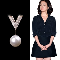 Hàn Quốc đơn giản ngọc trai pin nhỏ trâm cài áo khoác nữ pin khóa áo sơ mi nút V-cổ chống khóa phụ kiện huy hiệu cài áo