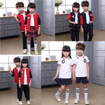 Childrens school uniform set Autumn primary school students British style Kindergarten garden suit set College style class suit Teacher clothing