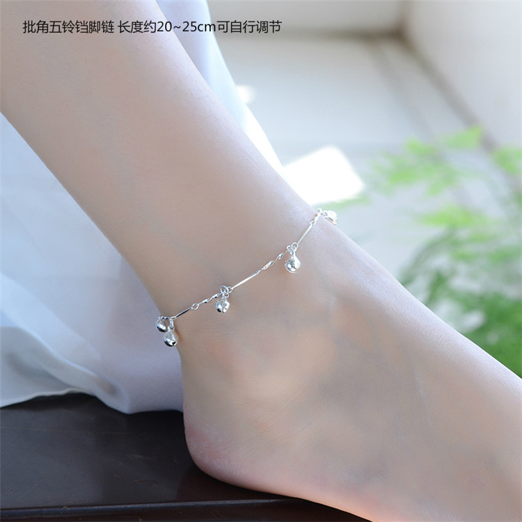 Hàn quốc phiên bản của cá tính đơn giản sterling bạc 925 chân chuỗi xu hướng thời trang của phụ nữ vòng chân trang sức có thể điều chỉnh hoang dã Sen quà tặng