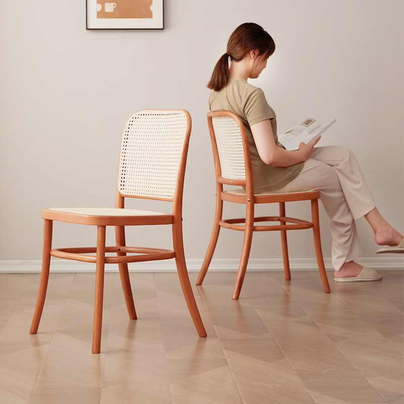 Nordic Style Dining Chair Home Solid Wood Chairs Modern Minimalist Net Red Creativity Leaning Back Chair Simple Casual Rattan chair