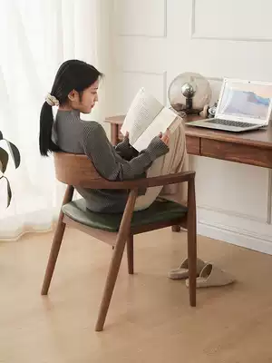 Xixi Wood made modern simple solid wood back chair Nordic style black walnut dining chair home desk chair