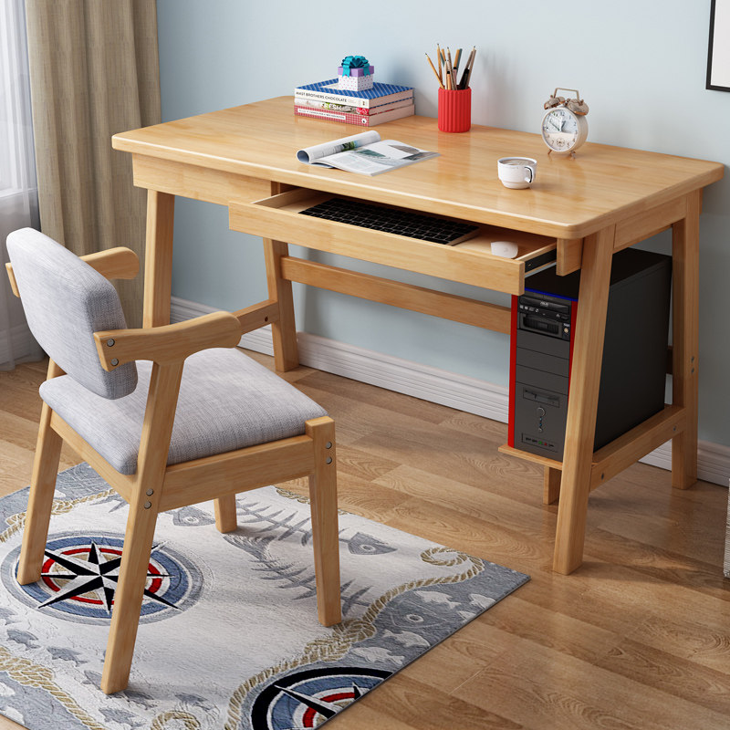Solid Wood Computer Desk Nordic Desktop Desk Brief Modern Home Desk Drawer Desk Son With Keyboard