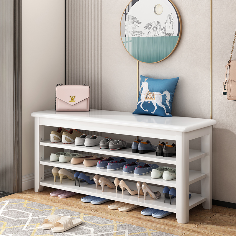 Shoe changing stool Solid wood home doorway bench multi-layer can be stored wearing shoe stool shoe cabinet integrated can sit-on shoe shelf