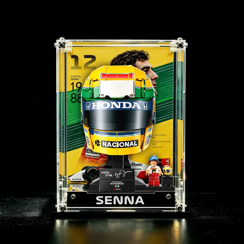 Suitable for Lego 43024 Car God Ayrton Senna F1 Helmet Building Blocks Dust-Proof Storage Box Display Box