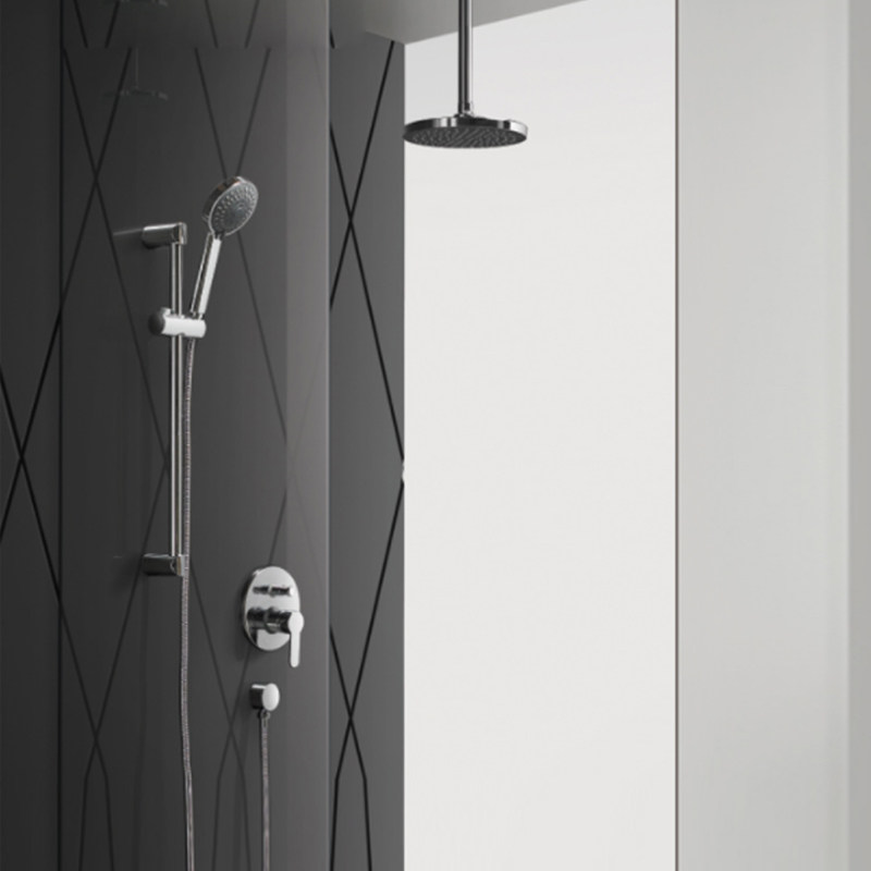 ColeCarrie pre-buried box dark loaded into wall-style full copper pressurized cold and hot shower set embedded hidden