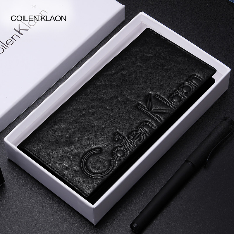 coilenklaon leather wallet wallet male long version genuine leather boomer head layer cow leather business men's money clip sending boyfriend