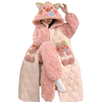 Hiver triple épaississement coton mignon pyjamas plus suède pyjama femme hiver Coral Flannel Flannel Home Suit Suit