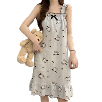Harnesses Sleeping Skirts summer ladies with chest pads Sleeping ladies Summer Loose Thin Cotton Cotton Cloth Cute Home Clothes Big Codes