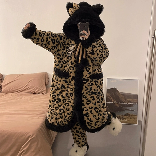 Демисезонный стеганый банный халат, флисовая коралловая толстовка с капюшоном, бархатная зимняя пижама, увеличенная толщина