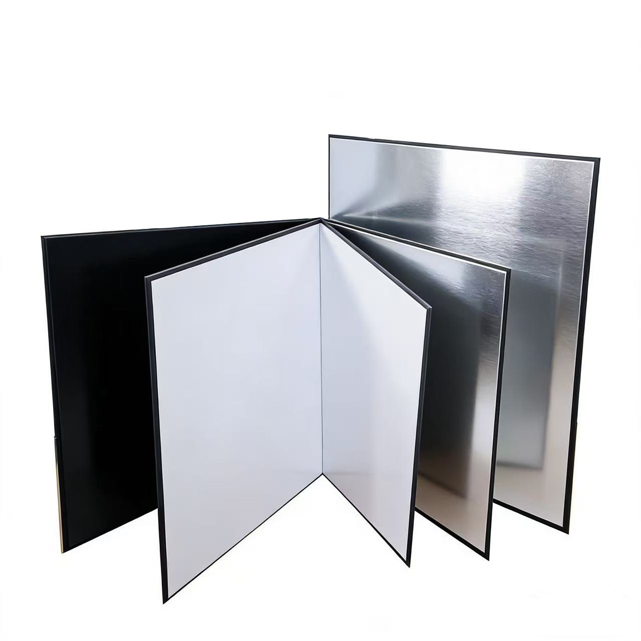 A3サイズのデスクトップ背景用光源、反射板、折りたたみ式厚紙、静物写真用小道具、A4サイズの銀色。