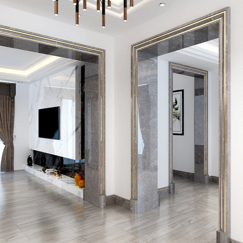 Aluminum alloy door frame edging door cover Imitation marble lines Metal TV background wall border decorative tile waist line