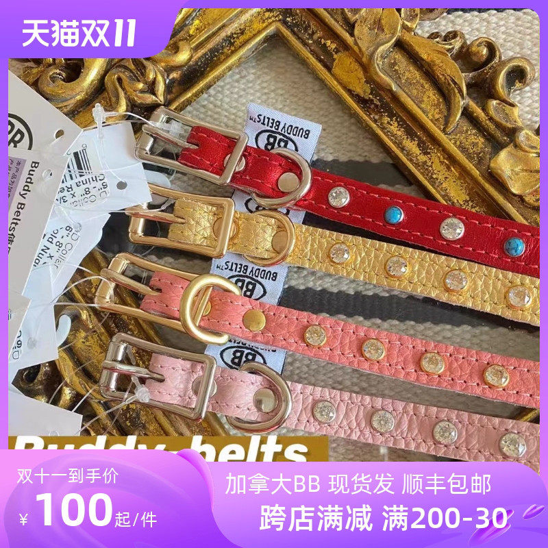 Buddy Belts Canada bb chest and back cat dog leather collar Swarovski crystal diamond