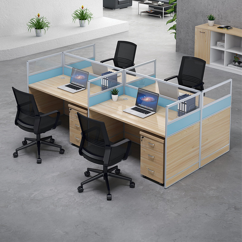 Screen desk staff desk 4 people staff computer card seat office teacher telephone sales desk