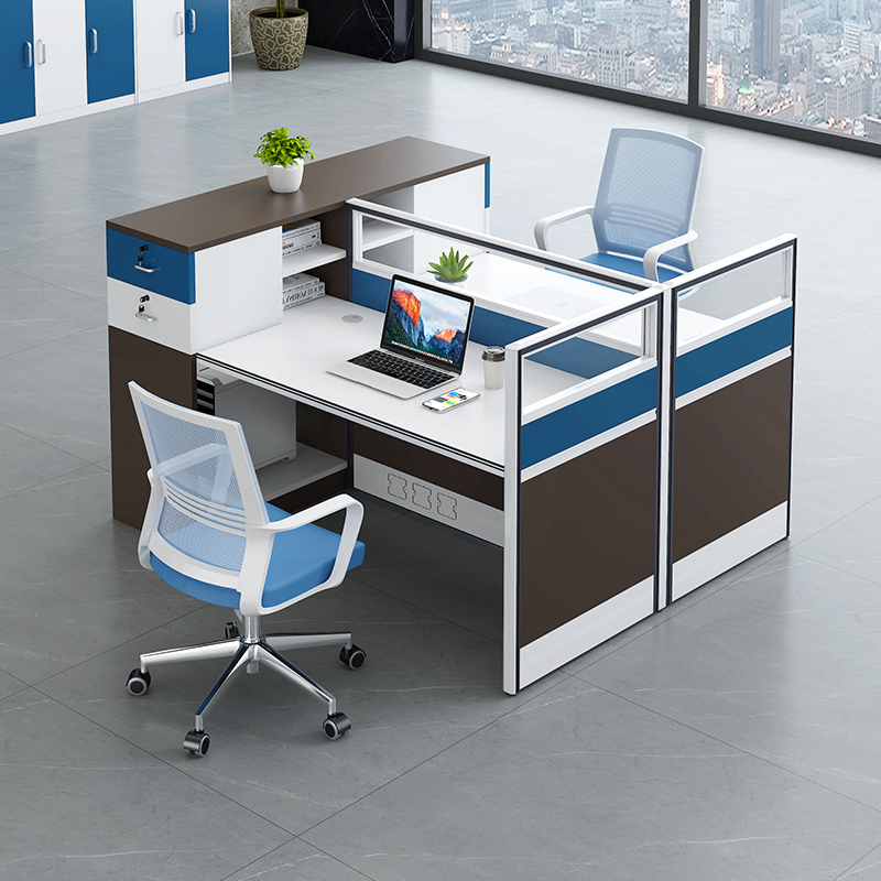 Office Staff Desk and Chair Combination 4-Person Desk Staff Computer Desk Screen Office Card Slot Table