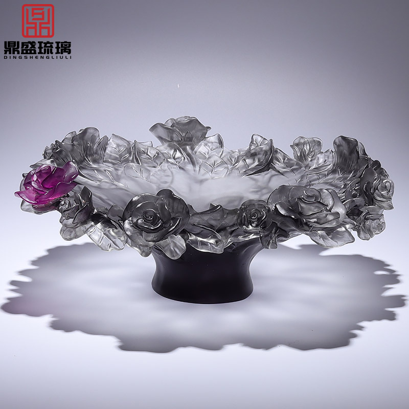 Ancient-Style Glazed Rose Fruit Plate, High-End, Exquisite, and Beautiful Crystal Fruit Bowl for Star Hotel Dining Tables, Living Rooms, and Home Use