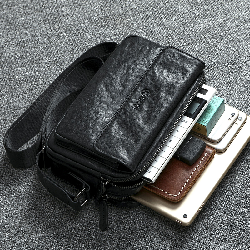 Leather messenger bag small bag men's 2022 new fashion large-capacity cowhide shoulder bag casual horizontal cross-body bag