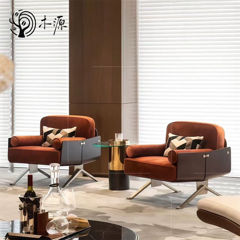 Simple Real Estate Agency Reception Area Leisure Chair Hotel Lobby Vip Lounge Sofa Chair Model Room Single Sofa