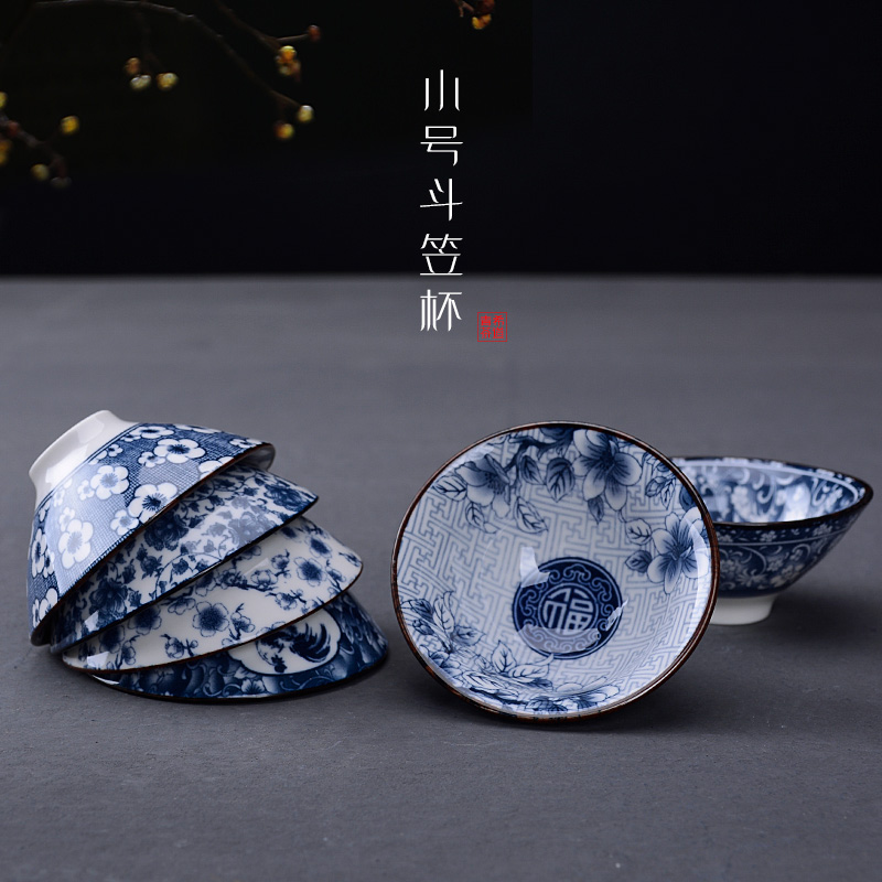 Gongfu Tea Cup Ceramics Bucket Hat Cup Utilita Small Tea Cup Tasting Cup Master Cup Green Flower porcelain Single Cup Tea Bowl Small Tea Bowl