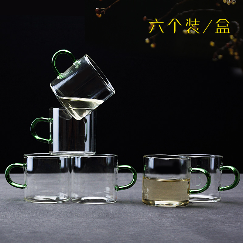 Glass tasting cup heat resistant thickened with handle anti-scalding tea cup small teacup tea tea Tea tea Tea Cup 6 only-Taobao