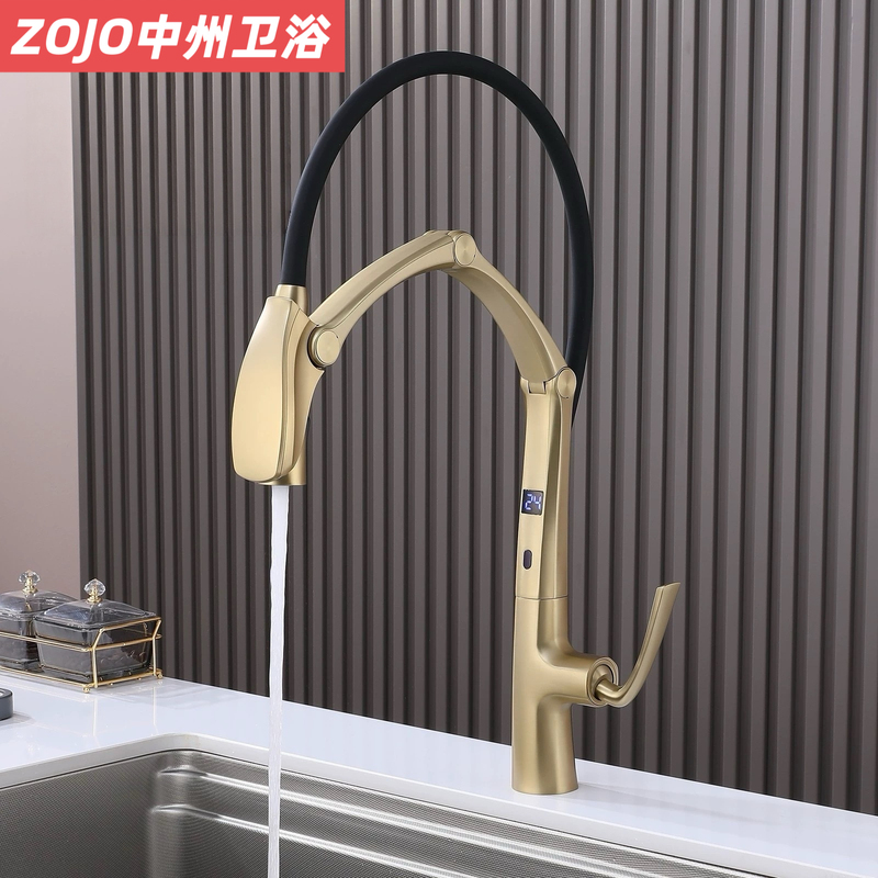 Zojo Kitchen Touch Sensor Hot and Cold Water Faucet for Sink, Silicone Magnetic Suction Mechanical Arm, Extendable Universal Faucet