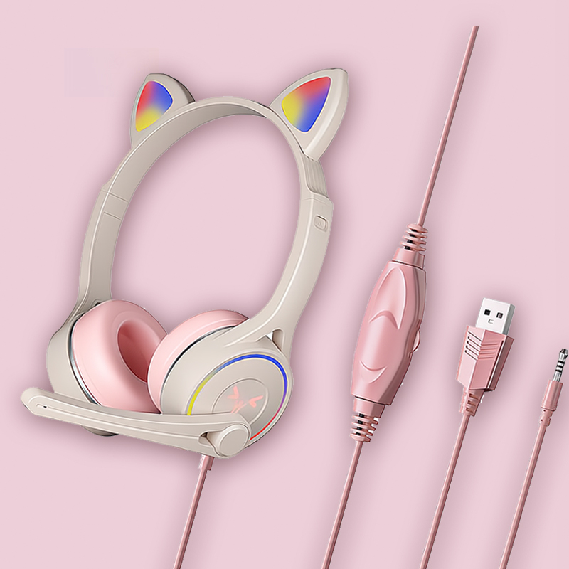 Headphone head-mounted mobile phone computer versatile with wire control with microphone student web class fans you gaming ear care ears