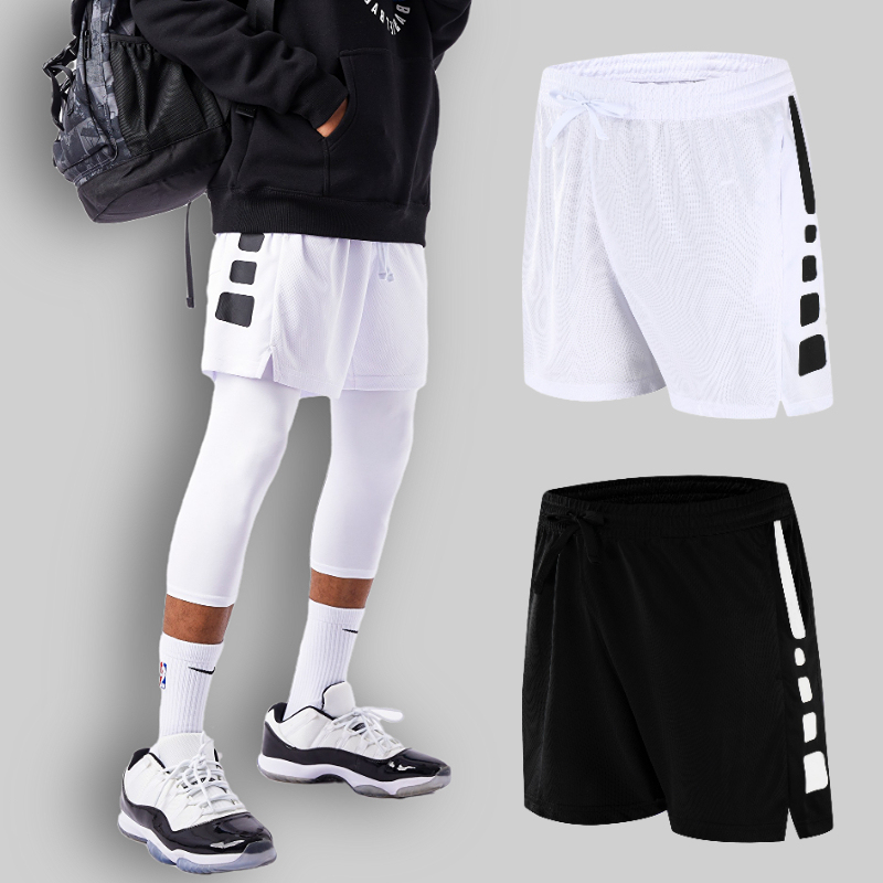 American-Style Basketball Shorts, Knee-Length, Four-Quarter Length, Loose-Fitting, Breathable, Quick-Drying, Fitness Training Shorts for Men, Direct Shipping