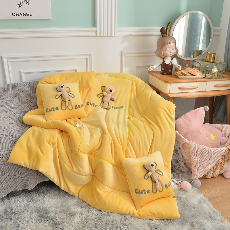Car winter cute plush pillow quilt dual-purpose office nap blanket foldable car cushion air conditioning quilt