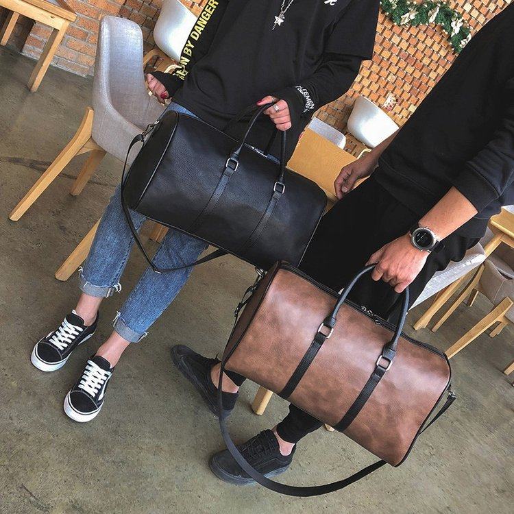 New travel bag women's portable simple large-capacity travel bag short-distance luggage bag men's pu leather sports fitness bag