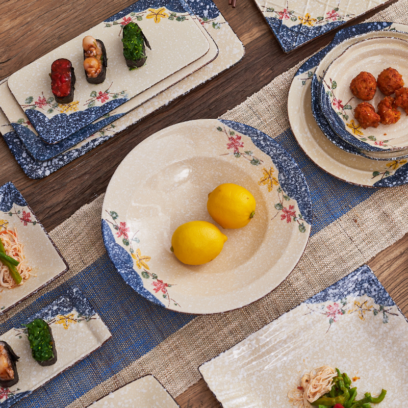 Glazed Color Ceramic Home Plate Day Style Sushi Cake Display Flat Pan Rectangular Round Dish Deep Fish Pan Microwave Oven