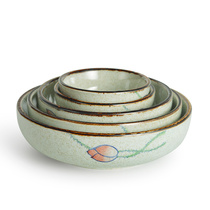  Japanese and Korean ceramics Shallow bowl Flat bowl Family hotel vegetable bowl Noodle bowl Table small bowl Rice bowl Special offer
