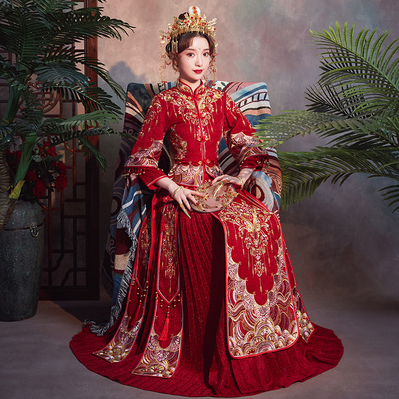 Xiuhe dress bride 2020 new female Chinese wedding dress wedding Xiuhe toast 2021 thin wo dress summer