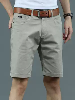Casual shorts men's summer thin 5-point khaki five-point pants belt cotton straight pants men's five-point pants pants