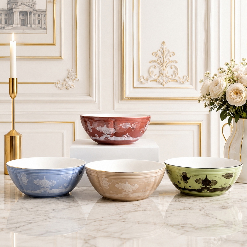 Exported Italian Exquisite Oriental Series Tableware Double Bowl Salad Bowl Set of 4.5inch Multi-Colored Large and Small Bowls Two-Piece Set