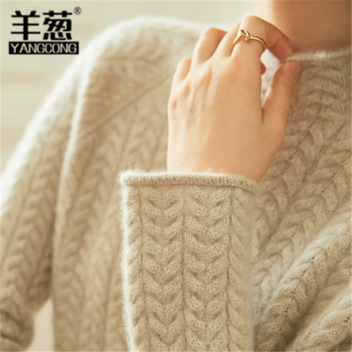 Кашемировый трикотажный демисезонный шерстяной свитер, увеличенная толщина, в корейском стиле