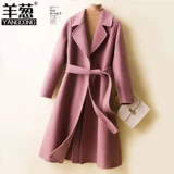 Двусторонное кашемировое длинное шерстяное элитное шерстяное пальто, средней длины, подходит для подростков, облегающий крой