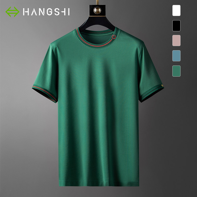 High-end mercerized pearl cotton ice silk short-sleeved men's 2022 new summer ice sense men's bee embroidery T-shirt