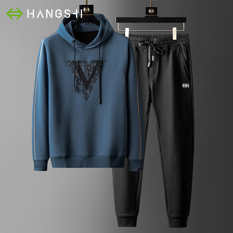 High-end men's embroidery Lianhood sports suit 2022 New spring and autumn season with a set of clothing for a casual outfit