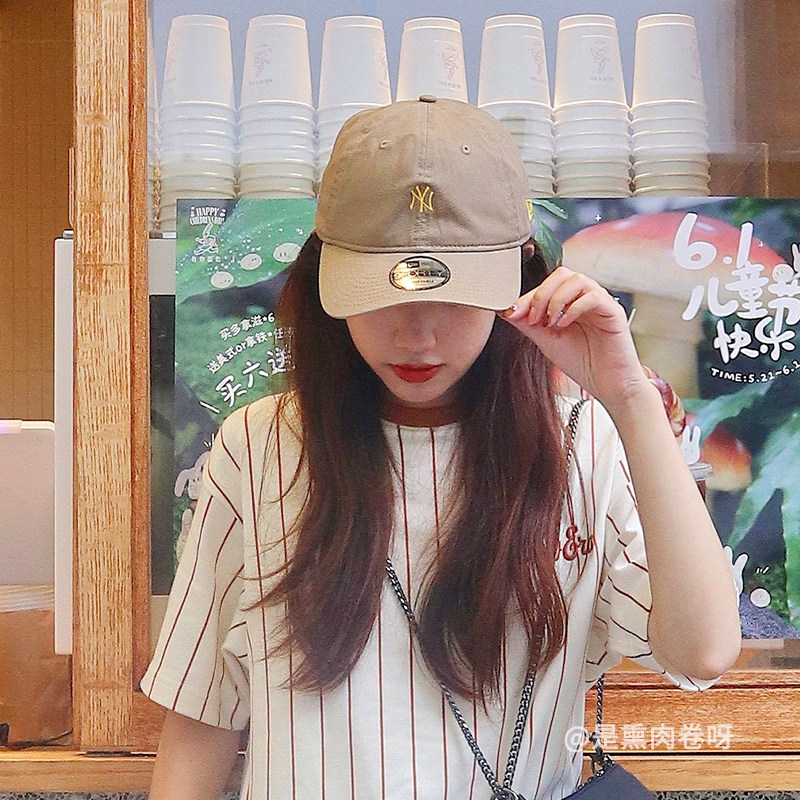 New Era Nyyuhua summer soft top MLB small logo baseball cap NY casual shade duck tongue hat for men and women