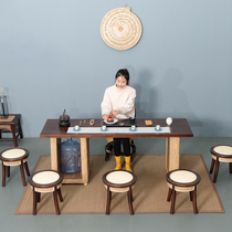New Chinese tea table and chair combination Kung Fu tea several household small tea table living room solid wood 1 meter 8 rattan tea drinking tea table